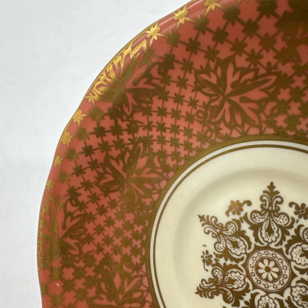 Vintage Aynsley Bone China Tea Cup & Saucer Salmon And Gold
